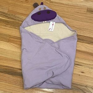 3 Sprouts Purple Organic Cotton HIPPO Hooded Towel NEW